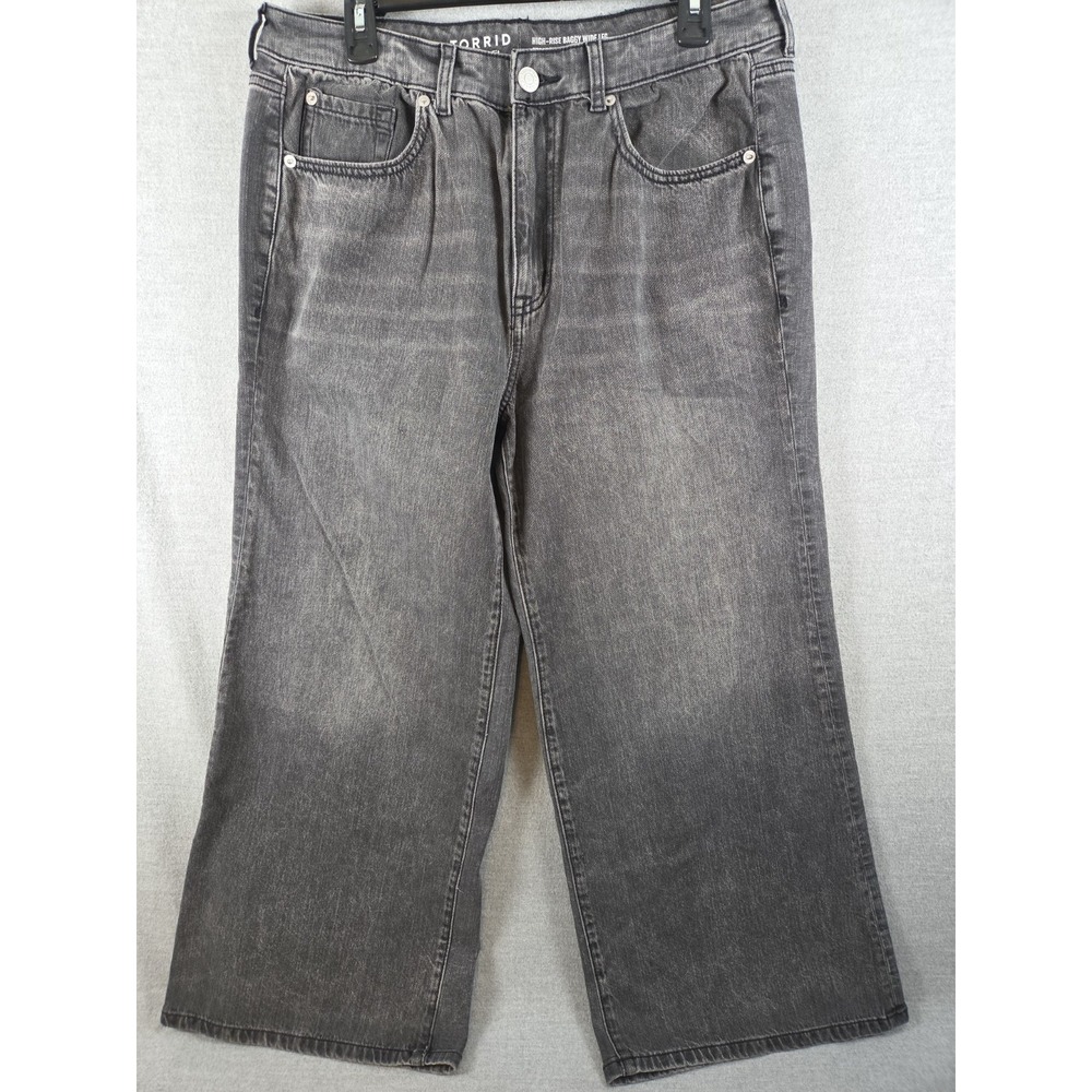 TORRID Jeans 10S High Rise Baggy Wide Leg Stretch Rigid‎ Washed Black Boho